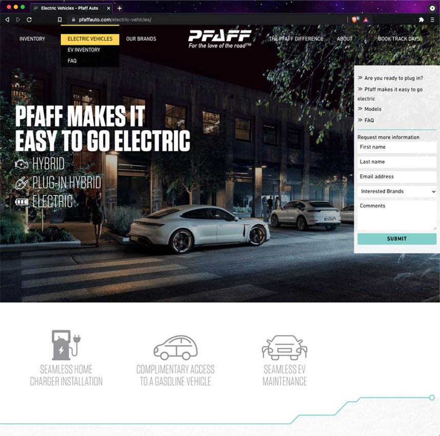 Pfaff Motors Inc. EV website